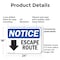 Signmission Escape Route (Down Arrow), 24 in W x Rectangle, Plastic OS-2PACK-NS-P-1824-L-12134 - alternate 6